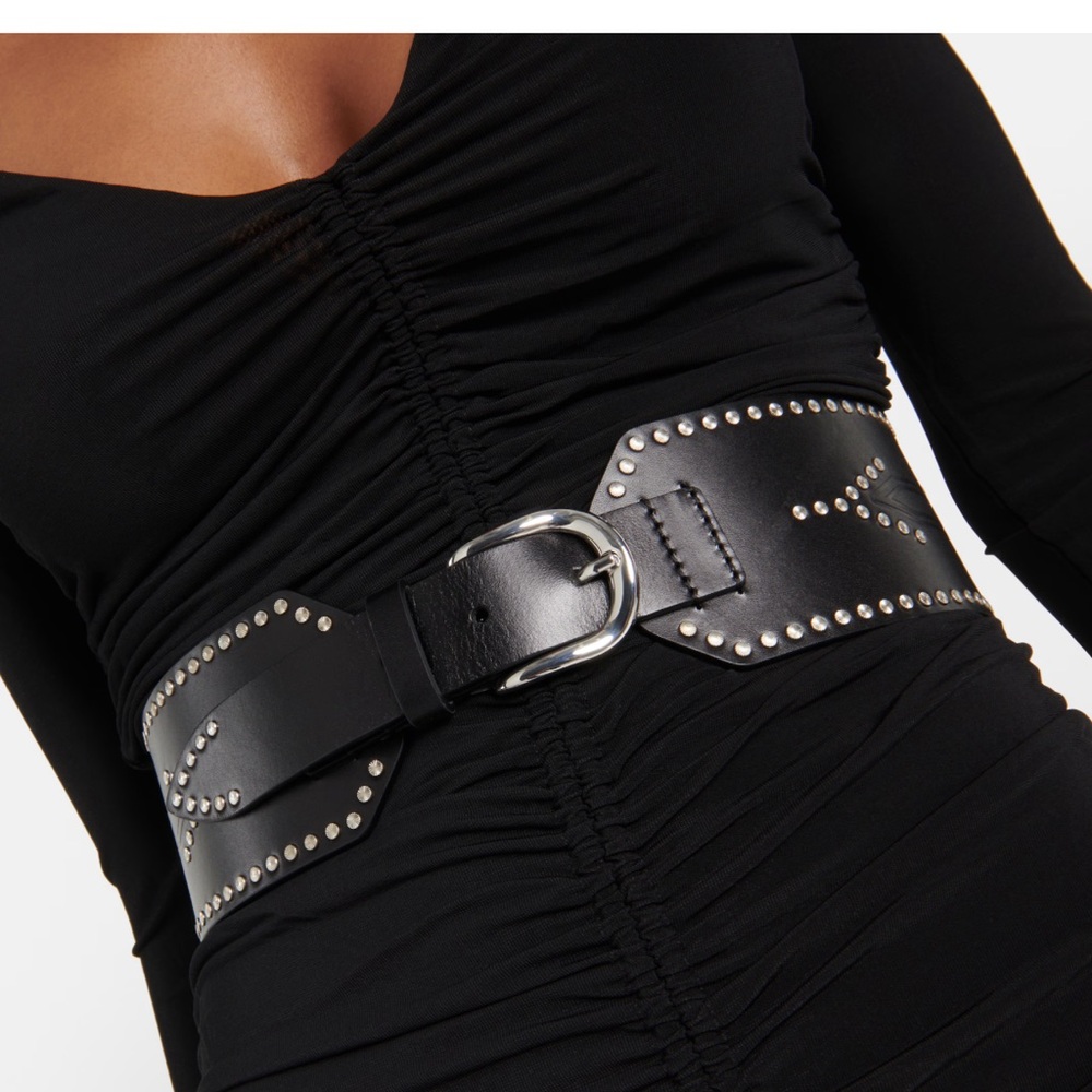 ISABEL MARANT TELMA WIDE STUDDED LEATHER BELT L/XL 90cm NWOT - Picture 9 of 16